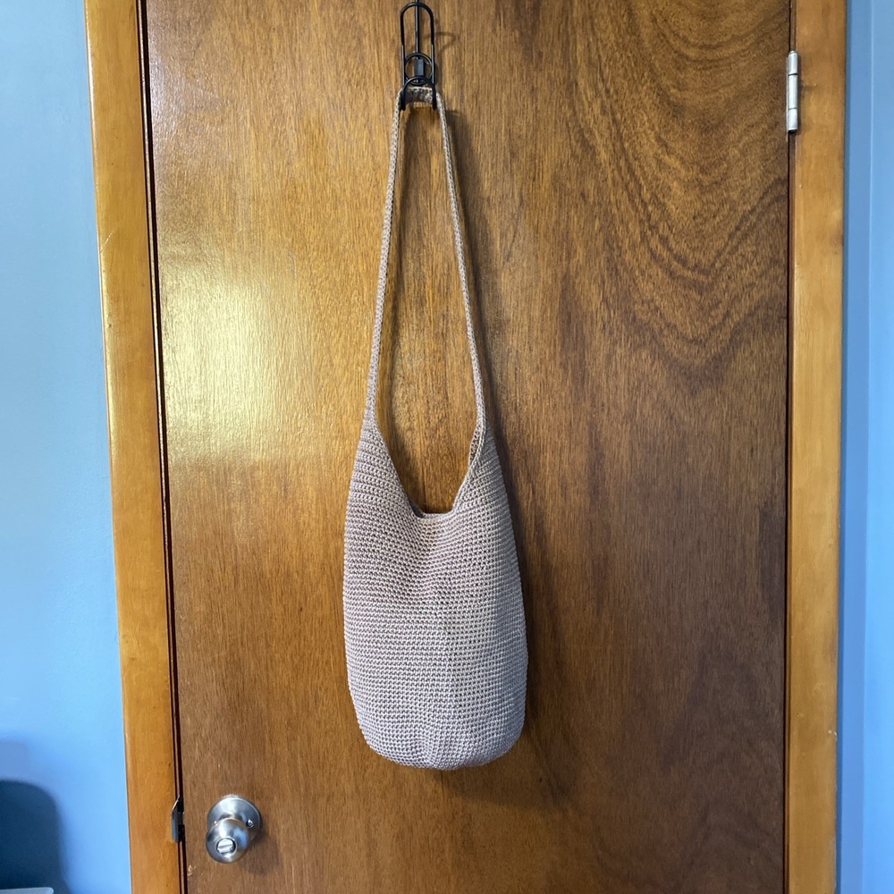 Island Purse Harry Haslett Beige Crochet Weave Hobo Bag Lined Cotton Blend Bag